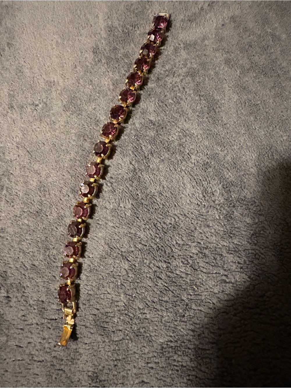 Gold Tone Tennis Bracelet with Purple Gemstones - Women's Jewelry